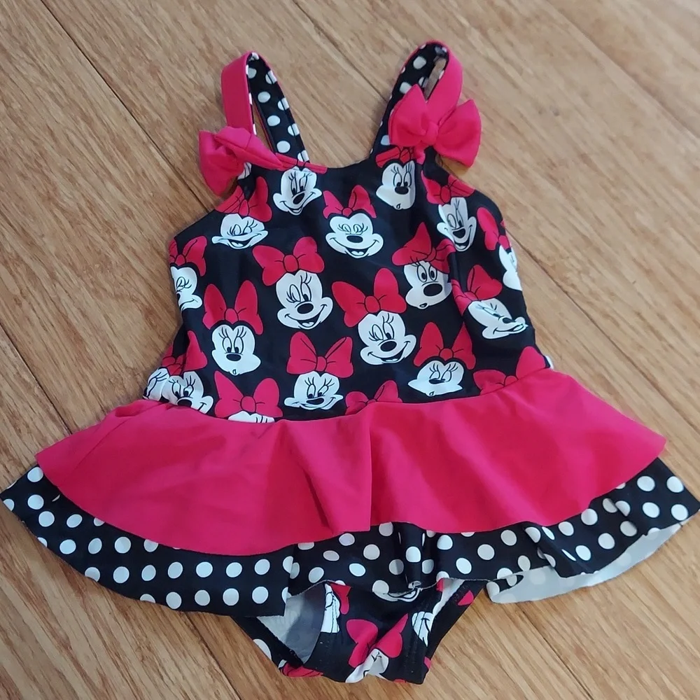 ⭐️ 5/$30 2T Minnie Mouse swimsuit With Bows and Ruffles